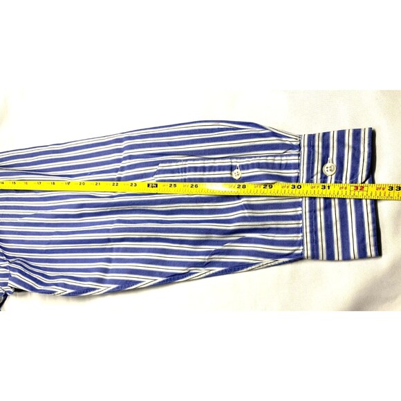 Polo RALPH LAUREN Shirt Mens L Yarmouth (16 32/33) Blue Stripe Long Sleeve - Picture 7 of 8